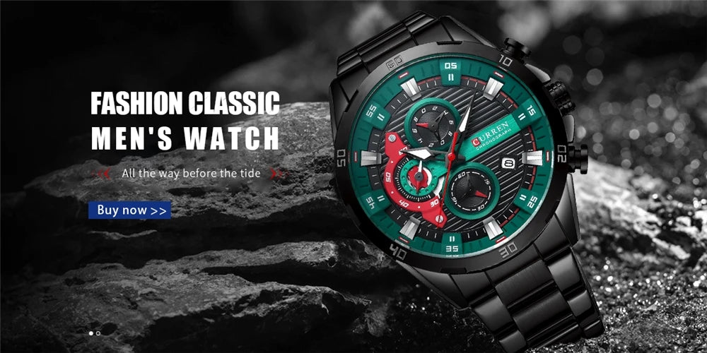 CURREN 8402 Stainless Steel Business Waterproof Chronograph Wristwatch Sport Clock Quartz Watch for Men Relogio Masculino Reloj