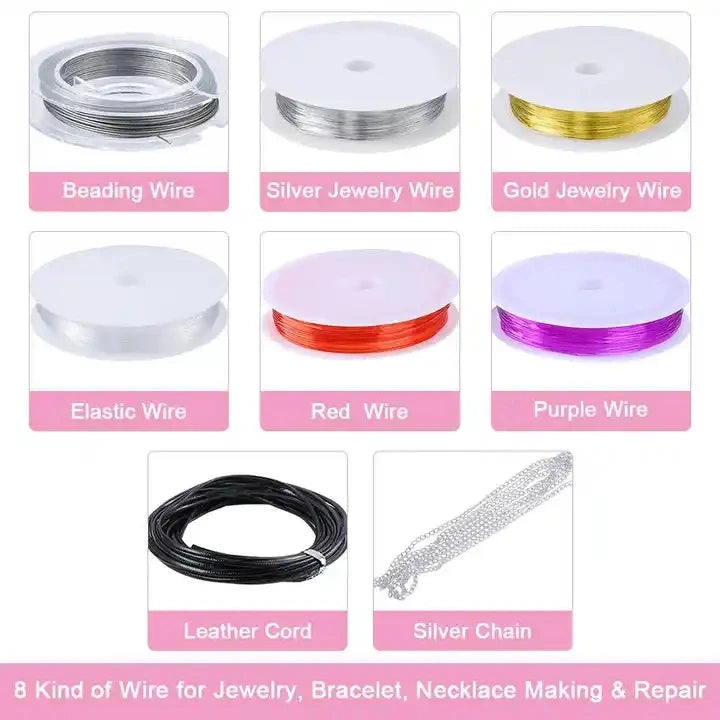 4-layer 2880Pcs Beads Charms Findings Beading Wire Kit for DIY Bracelets Necklace Earrings Jewelry Making