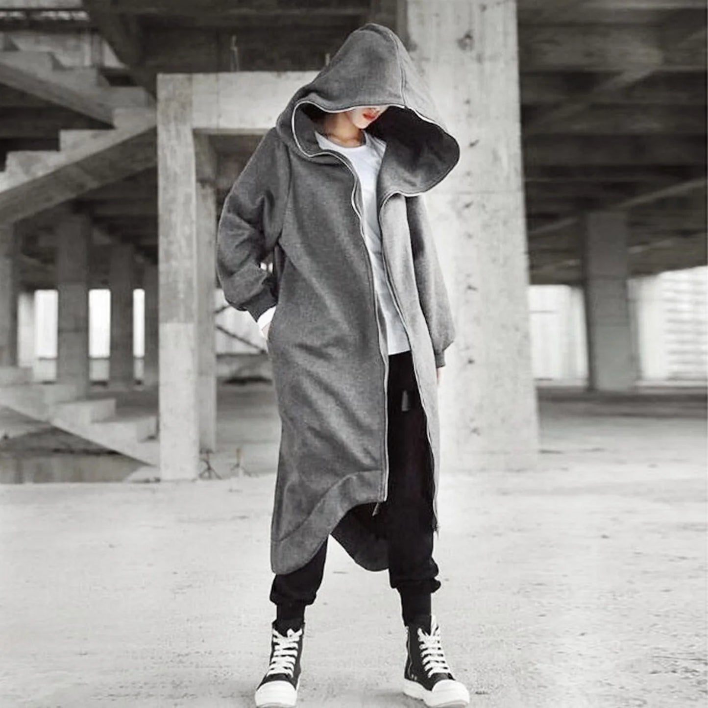 Hot Selling Unisex Long Sleeve Hooded Nazgul Long Coat Zipper Closure Fleece Lined Long Hoodie