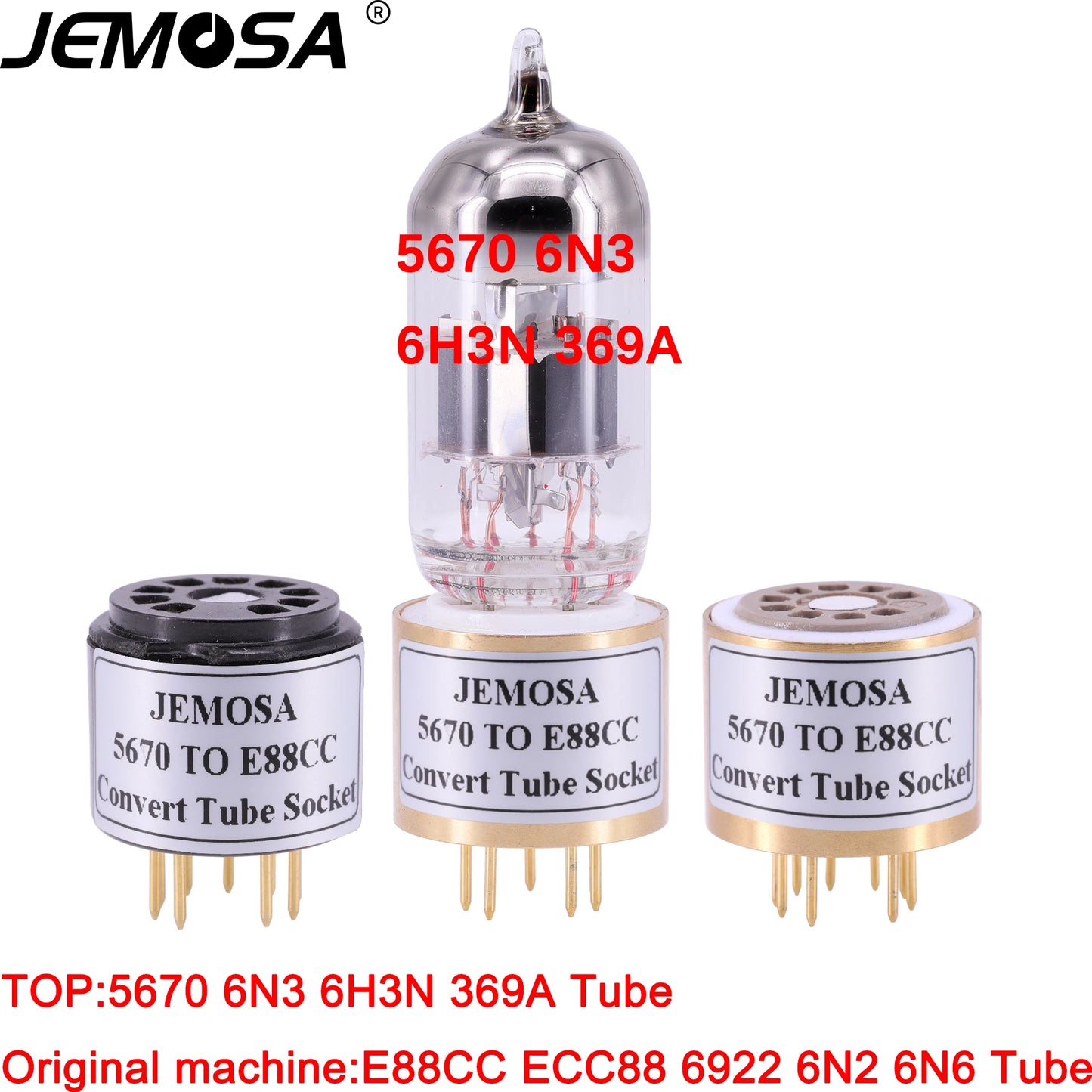 1PC 396A 6N3  5670 Tube TO ECC88 E88CC 6922 6DJ8 Tube (bottom)  DIY Audio Amplifier 9Pin Vacuum Tube Convert Socket Adapter