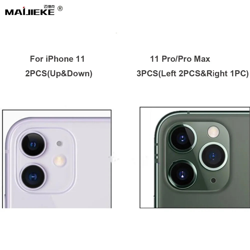 New Back Camera Glass Replacement for iPhone 11 13 14 Pro Max 12 Mini X Xs Max Xr 8 7 6S Plus Broken Camera Lens Repair Kits