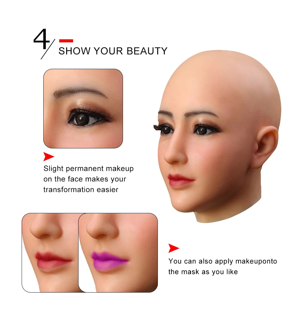 Dokier Crossdressing Soft Silicone Cosplay Costume Masks Props for Crossdresser Transvestite Halloween Cosplay Male to Female
