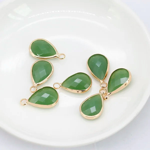 12p teardrop Metal Crystal beads glass Charm Pendant Earring Connector DIY Jewelry Making Necklace Bracelets Earring Accessories