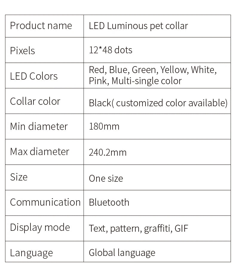 Free Size Adjustable Luminous LED Pet Collar Waterproof LED Light up Safety Dog Collar Programmable LED Display Dog Collars