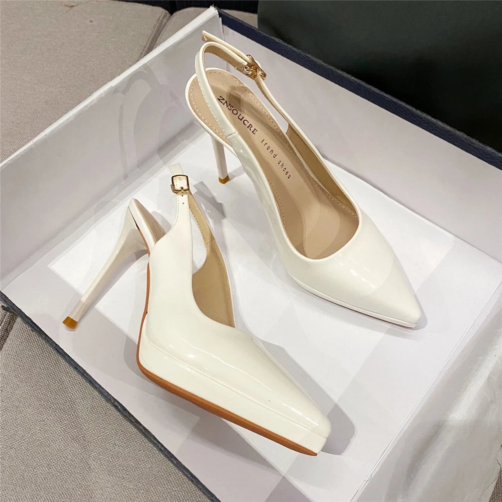 Slingback Zapatos Tacon Mujer Smooth Leather Strange Designer Elegant Heel Women's Pumps