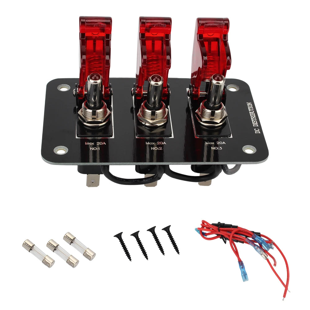24V 12V Rocker Switch Panel Racing Car Start Button Ignition Starter Light Toggle 20A Fuse Accessories For Boat Truck Trailer RV