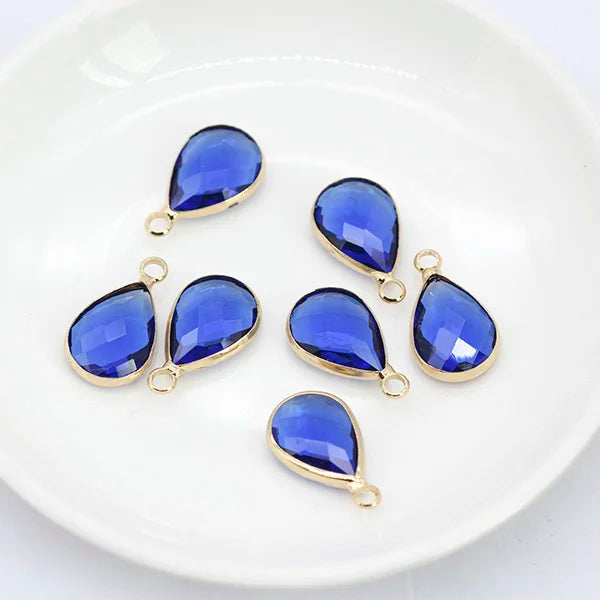 12p teardrop Metal Crystal beads glass Charm Pendant Earring Connector DIY Jewelry Making Necklace Bracelets Earring Accessories