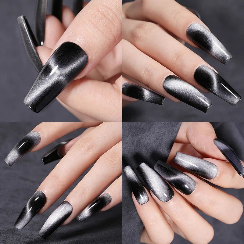 LILYCUTE 7Pcs/Set Cat Magnetic Gel Nail Polish Sparking Semi-Transparent Blue Purple Effect Soak Off UV Gel Varnish Nail Art Kit