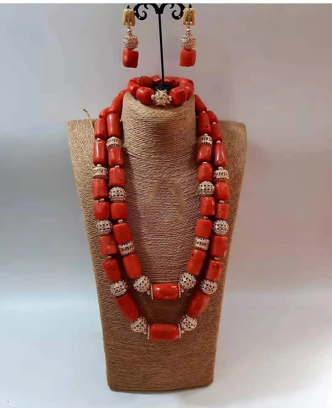 Big Real Coral Bead Traditional Nigerian Wedding African Coral Beads Jewelry Set Women Party Anniversary Gift Jewelry CNR885