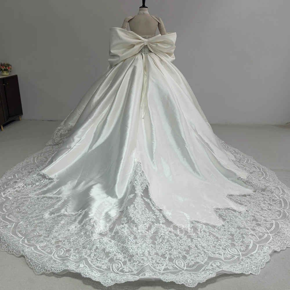 Satin Sleeveless Latest Wedding Dresses Bridal Gown Bride Wedding Dress With Tail Xs141