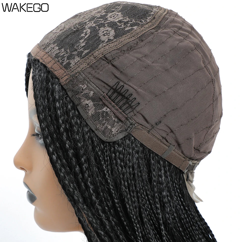 Wakego 26 Inch Ombre Box Braided Wigs For Black Women Braided Wig Fake Scalp Heat Resistant Braiding Hair Wig Peruca Sintetica