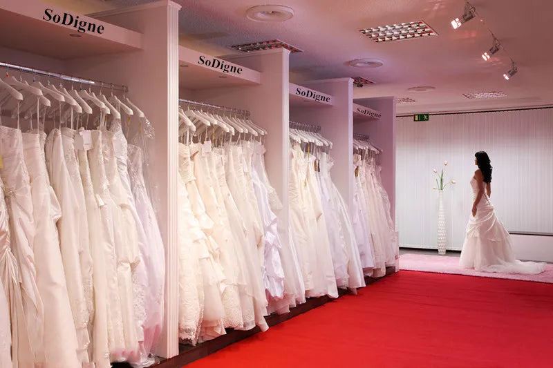 SoDigne Dubai Simple Wedding Dresses For Woman 2023 Long Sleeves Square Neck Bride Gowns Customized Bridal Gown vestido de novia