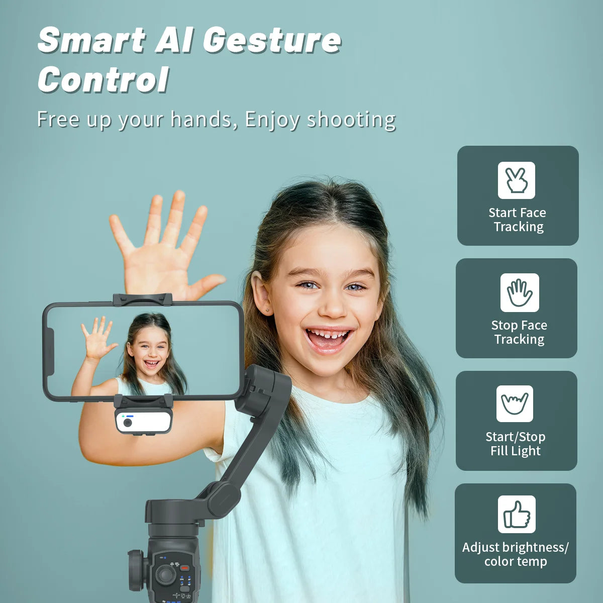 L9 Foldable Smartphone 3 Gimbal Stabilizer with Tripod 360 Ai Auto Face Tracking VLOG Selfie Fill Light VLOG Selfie Stick