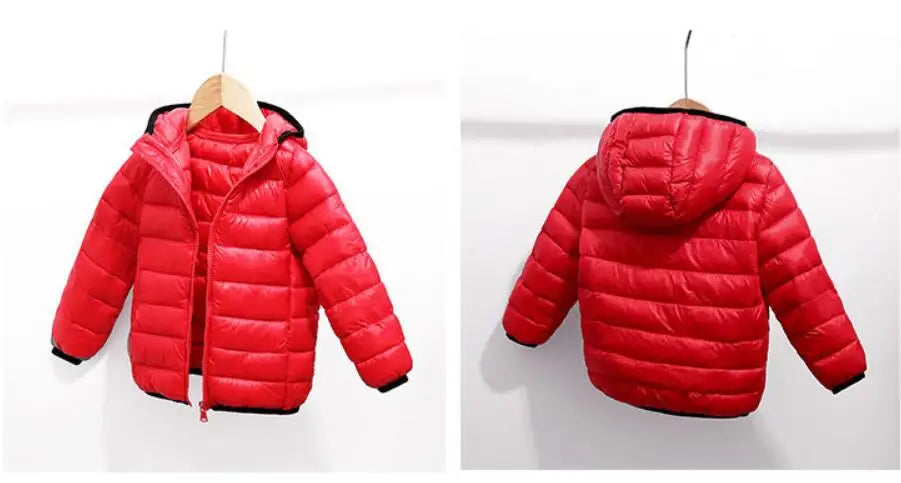 Girls Light Down Cotton Jacket Baby Boys Snowsuit Jackets Autumn Children Clothing 2-8 Years Fashion Kids Hooded Outerwear Coats