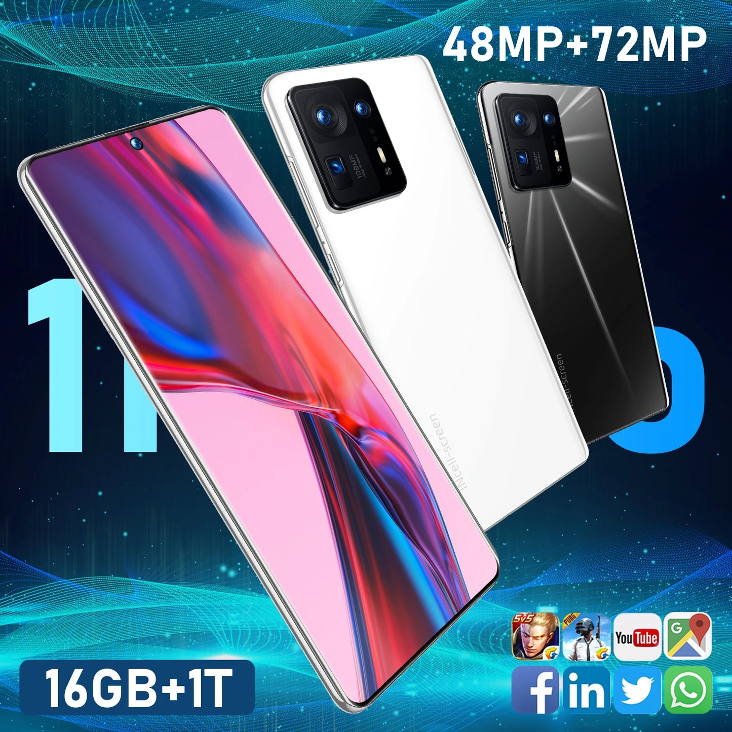 11T PRO 5G mobile phone 16G 1T memory 7.3 inch dual SIM card Android smartphone global version mobile phone 5G mobile phone