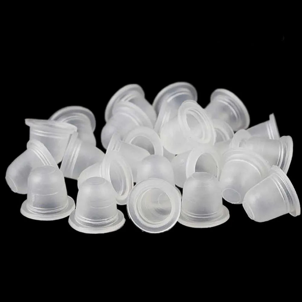 100/500/1000pcs Disposable Tattoo Ink Cup Small Large Size Silicone Permanent Tattoo Makeup Eyebrow Pigment Container Cap Supply