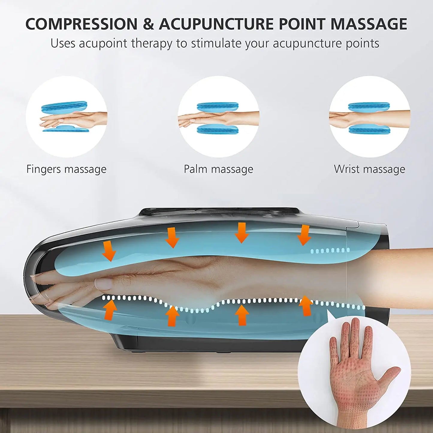 Phenitech Hand Massager with Heat and Air Compression Acupressure for Arthritis and Carpal Tunnel Cordless Hand Massager
