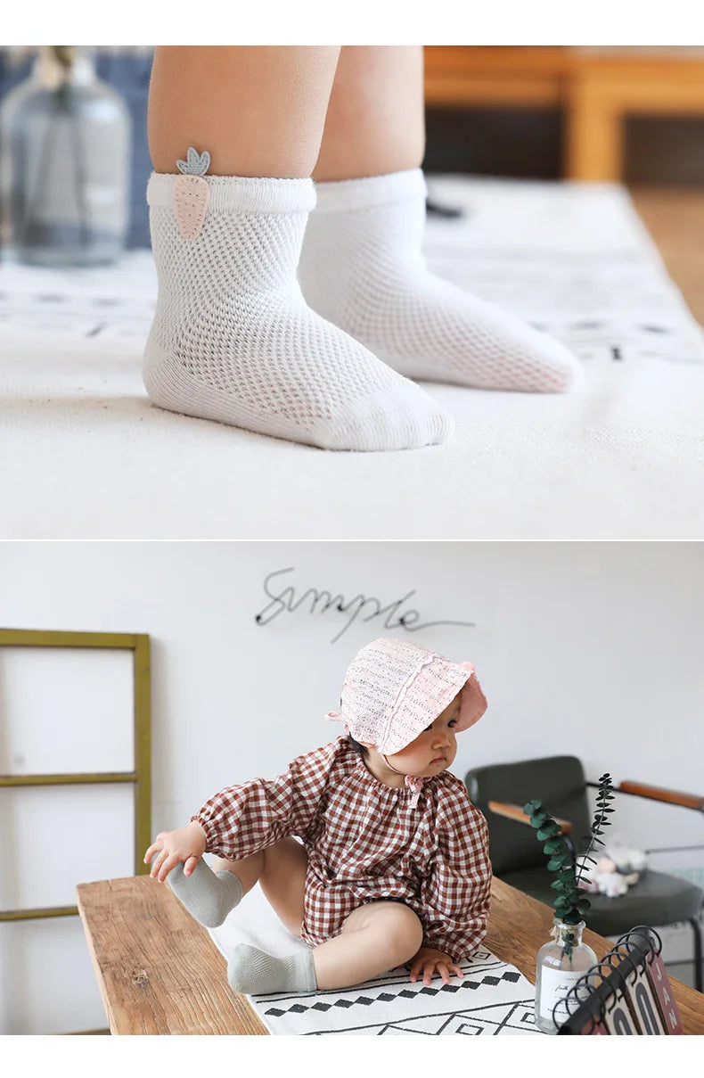 3 Pairs 0-5Y Baby Socks, Children's Socks, Thin Cotton, Breathable Mesh, Baby Socks, Boneless Baby Socks, Cute Accessories Socks