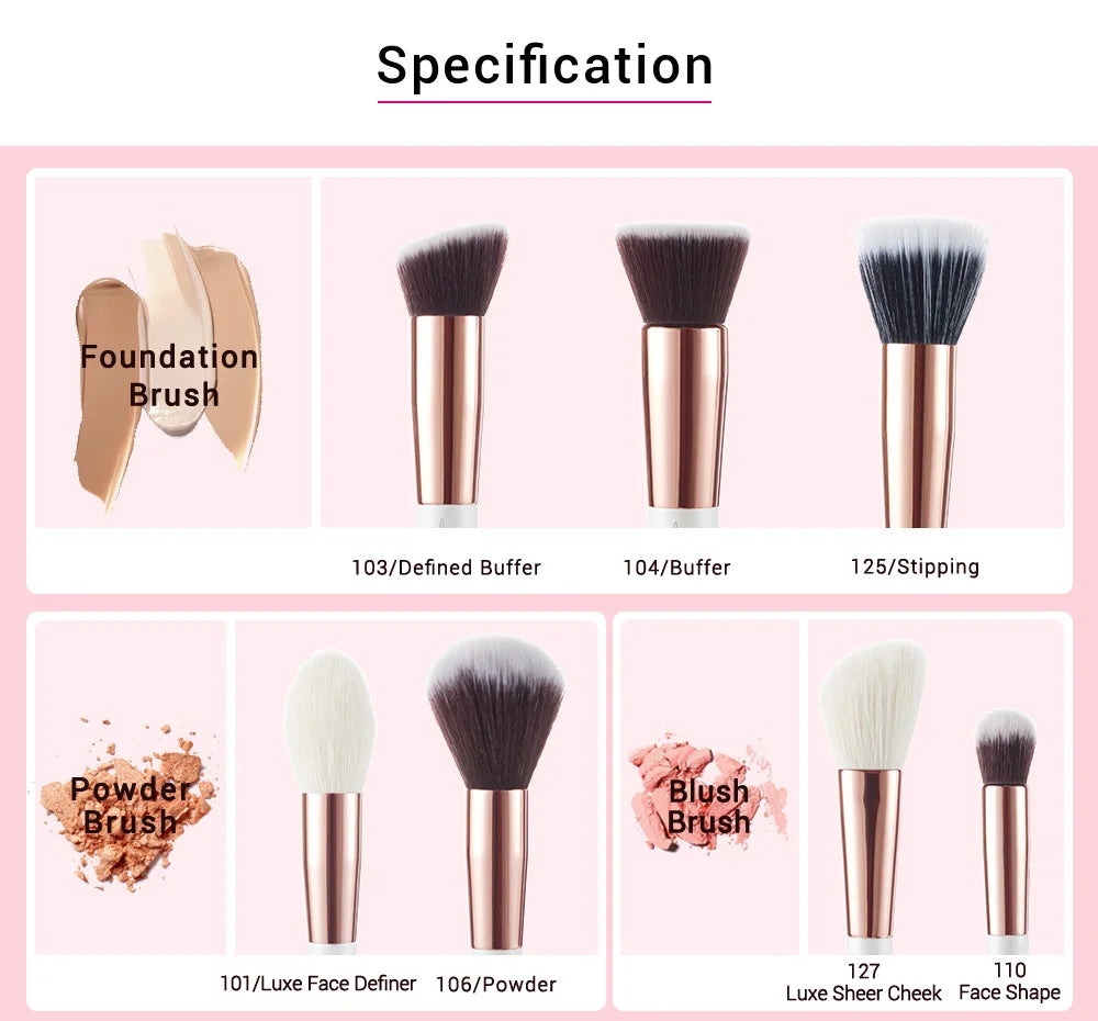 Jessup Makeup Brushes Set Dropshipping Pearl-White-Rose-Gold Pinceaux Maquillage Cosmetic Tools Eyeshadow Powder Definer 6-25pcs
