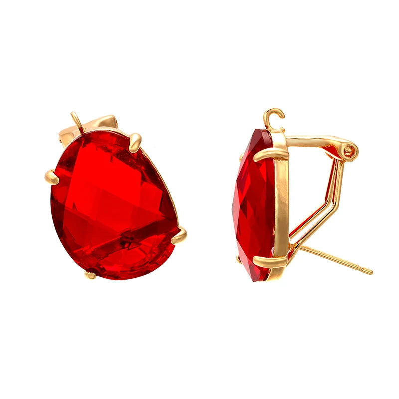 ZHUKOU 16x22mm high quality crystal cobblestone stud earrings for women earrings model:VE66