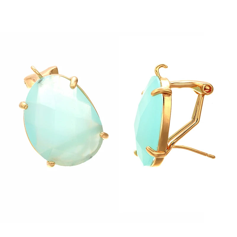 ZHUKOU 16x22mm high quality crystal cobblestone stud earrings for women earrings model:VE66