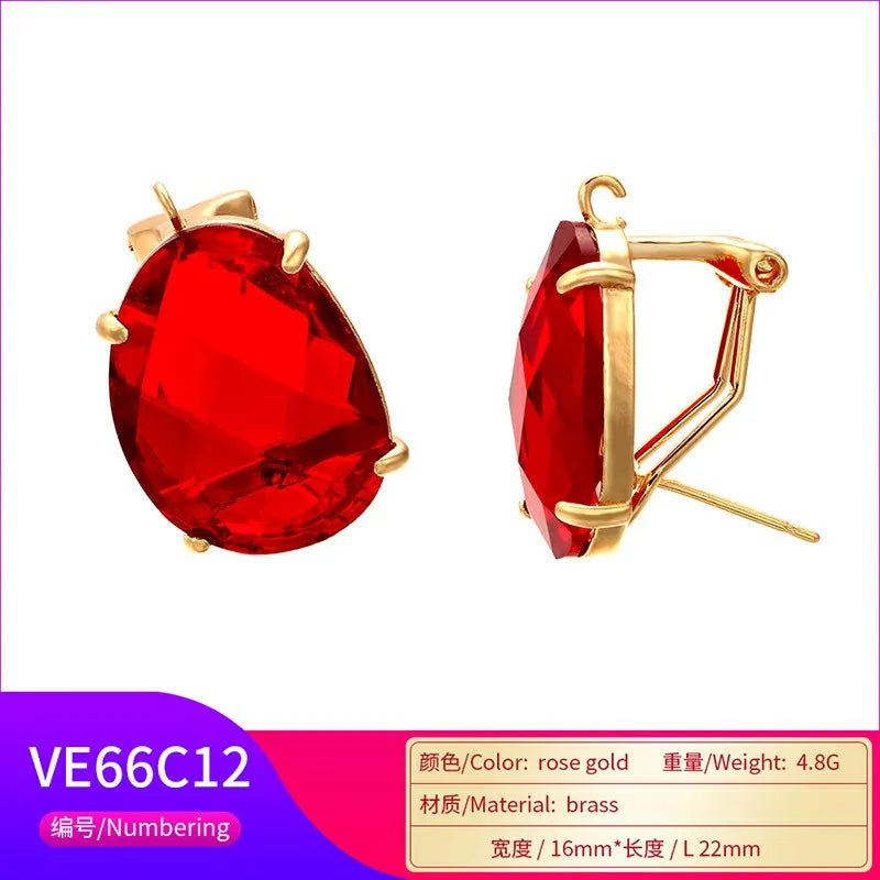 ZHUKOU 16x22mm high quality crystal cobblestone stud earrings for women earrings model:VE66