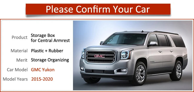 Armrest Box Storage Car Organizer Accessories for GMC Yukon 2015 2016 2017 2018 2019 2020 Stowing Tidying Styling K2UC/G