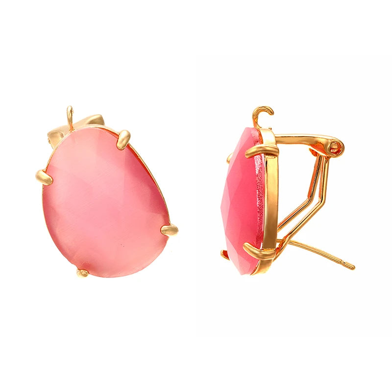 ZHUKOU 16x22mm high quality crystal cobblestone stud earrings for women earrings model:VE66