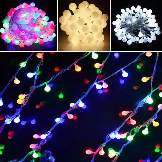 10M 100 LED Globe String Lights Warm White/White Ball Fairy Light for Party Christmas Wedding New Year Indoor&outdoor Decoration
