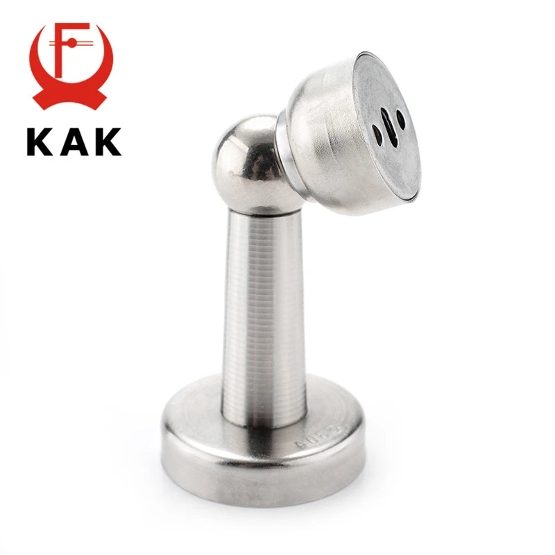 KAK Thicknessed Stainless Steel Magnetic Sliver Door Stop Stopper Holder Catch Floor Fitting With Screw For Family Home Hardware