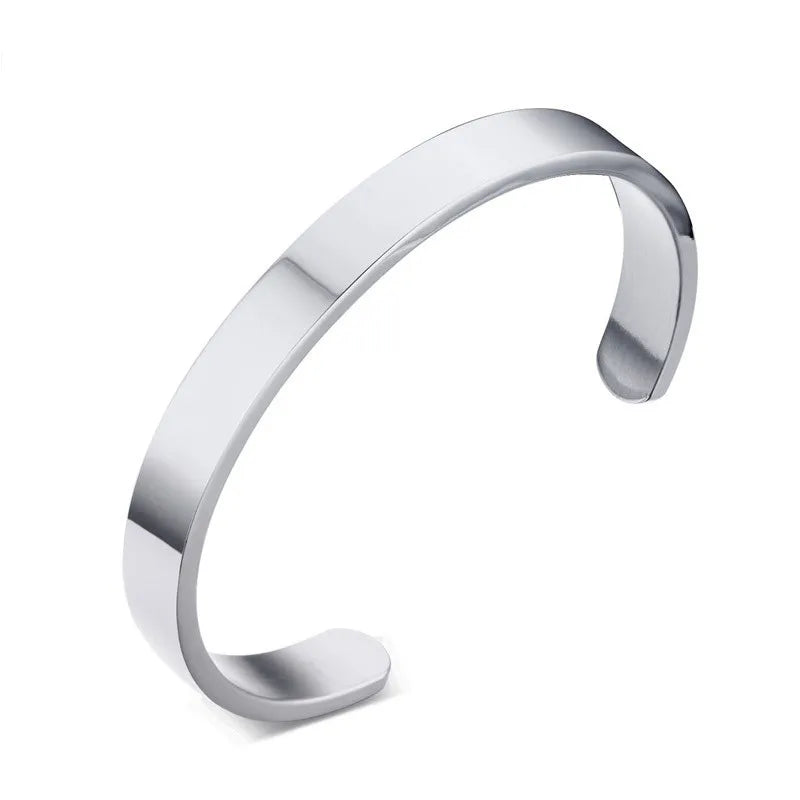 ZORCVENS Women and Men 8mm Width Surface Bracelet Bangle Stainless Steel Bracelet Men silver color/Gold/Black/Rose Gold 4 Color