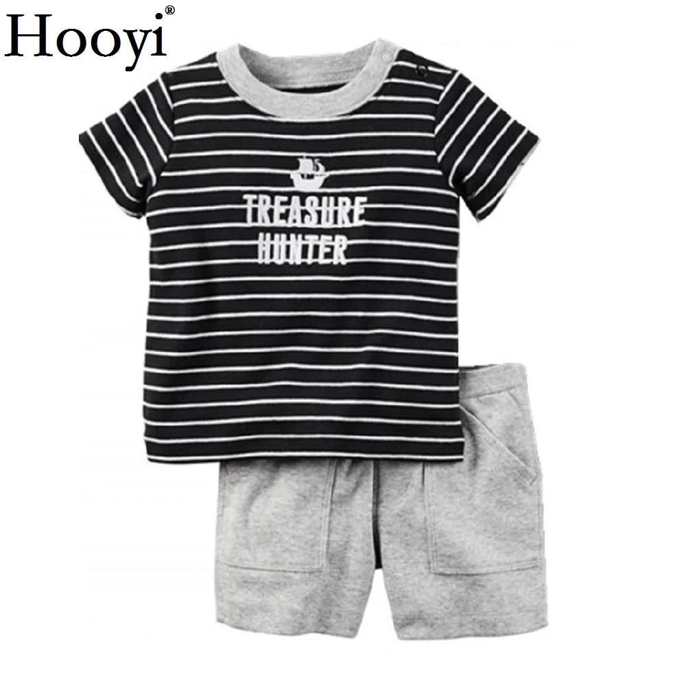 Casual Baby Clothes Suit Newborn 2PCS Clothing Sets Sailor Anchor Summer Cotton Baby T-Shirt Shorts Pant 100% Cotton Outfits Top