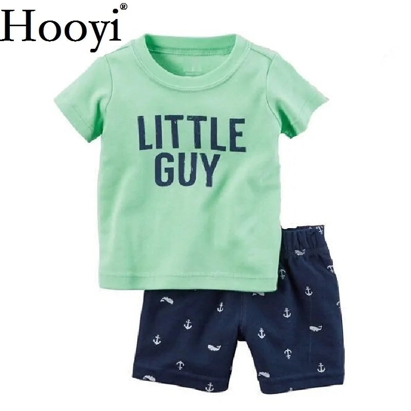 Casual Baby Clothes Suit Newborn 2PCS Clothing Sets Sailor Anchor Summer Cotton Baby T-Shirt Shorts Pant 100% Cotton Outfits Top