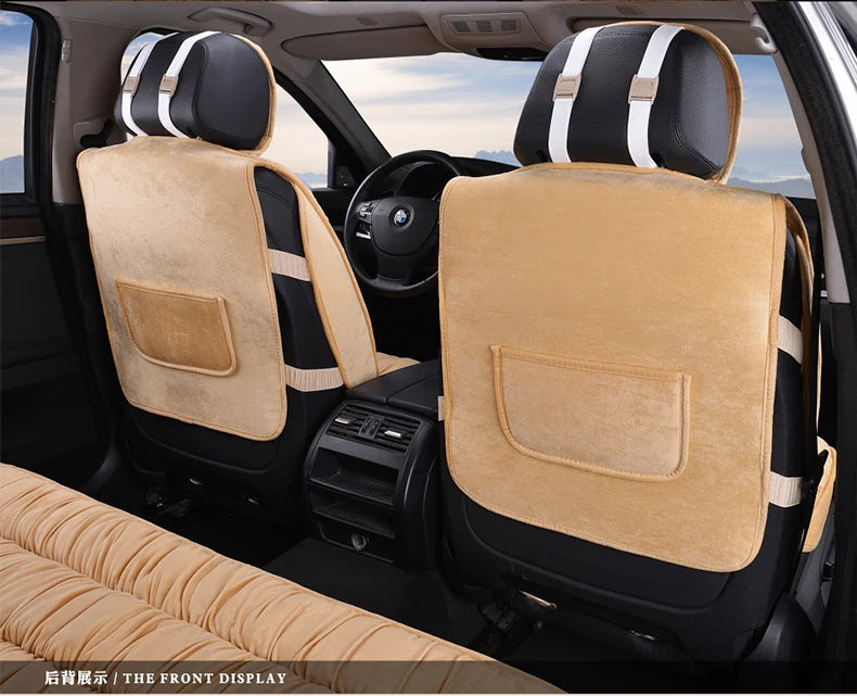Plush Cotton Car Seat Cover Winter Surrounded Warm Winter Cushion Faux Fur For Seat Protector Mat Car Interior Accessories