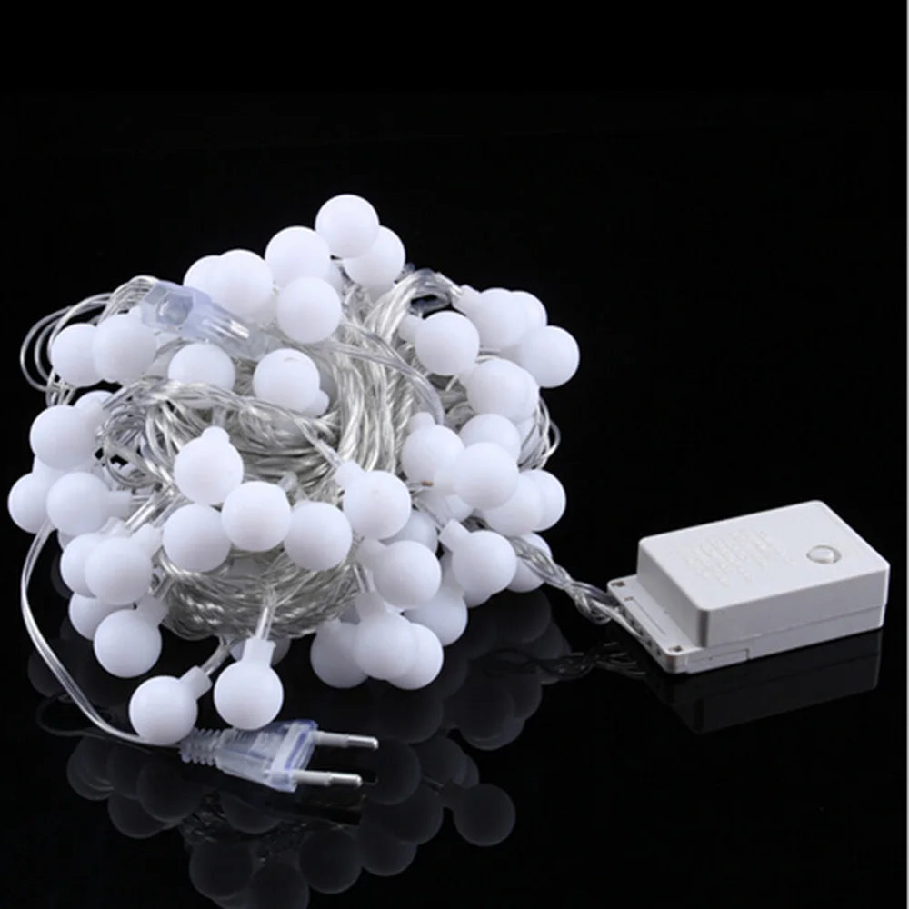 10M 100 LED Globe String Lights Warm White/White Ball Fairy Light for Party Christmas Wedding New Year Indoor&outdoor Decoration