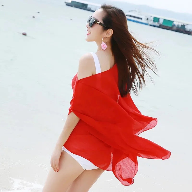 Chiffon Bikini Scarf Pareo Sarong Wrap mini dress  For Women fashion Vacation Summer Beach Cover Up