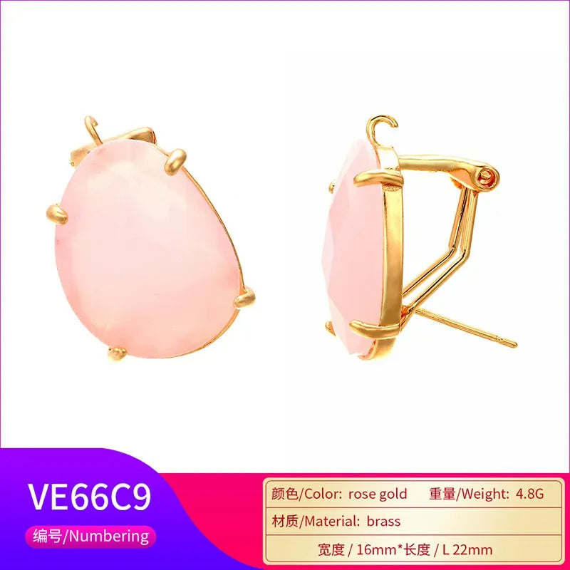 ZHUKOU 16x22mm high quality crystal cobblestone stud earrings for women earrings model:VE66