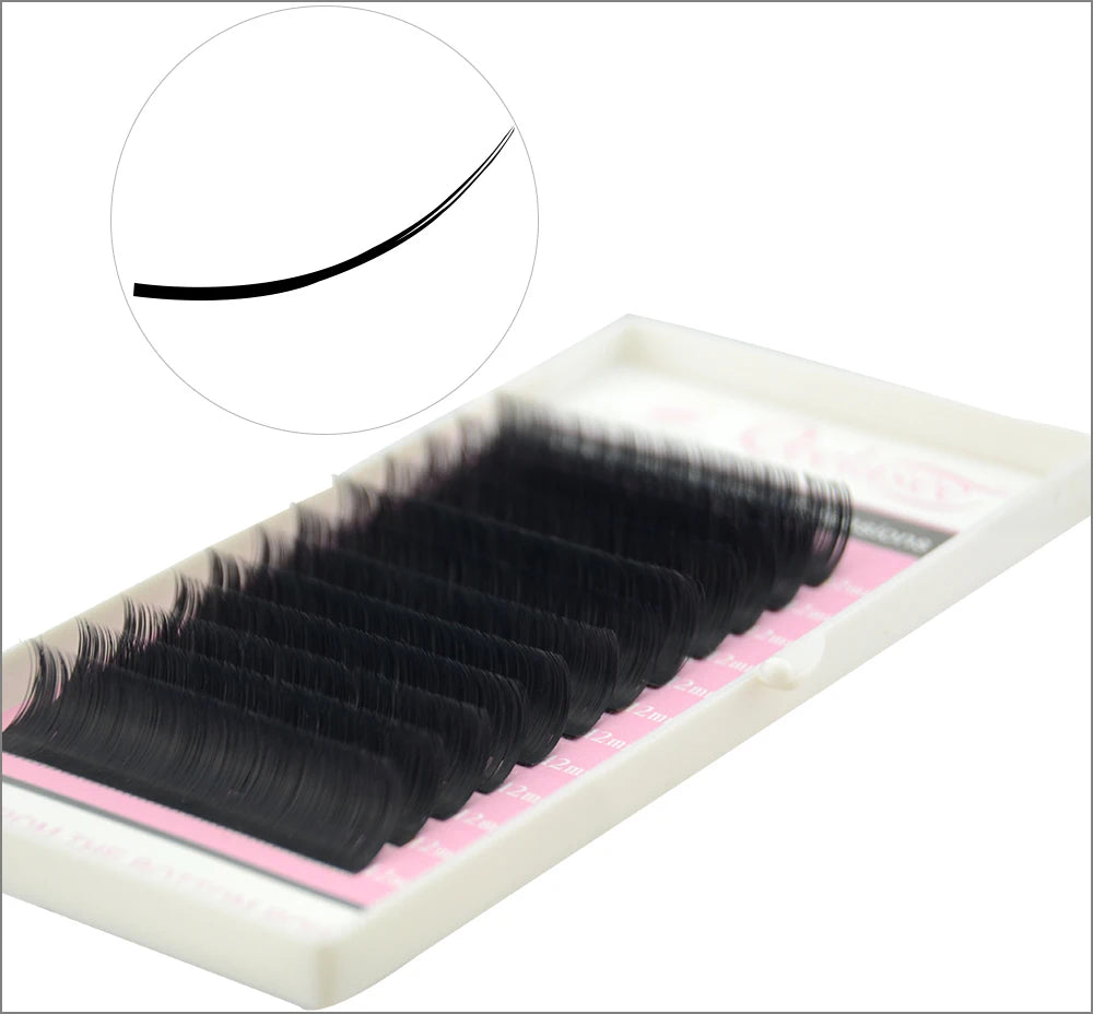 10 trays Qeelasee Flat Ellipse Eyelashes Split Tips Lashes 0.15 0.20 0.25Matte C D CC DD Black Color Super Soft Natural