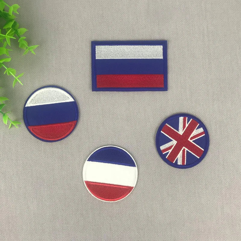 Russia Turkey Britain USA  Spain Canada Italy France Flag stickers iron on Patches for clothes DIY Personality Embroidery badges
