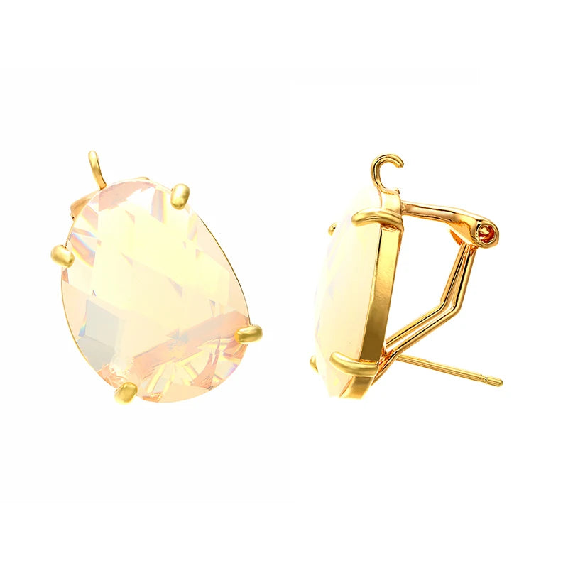 ZHUKOU 16x22mm high quality crystal cobblestone stud earrings for women earrings model:VE66