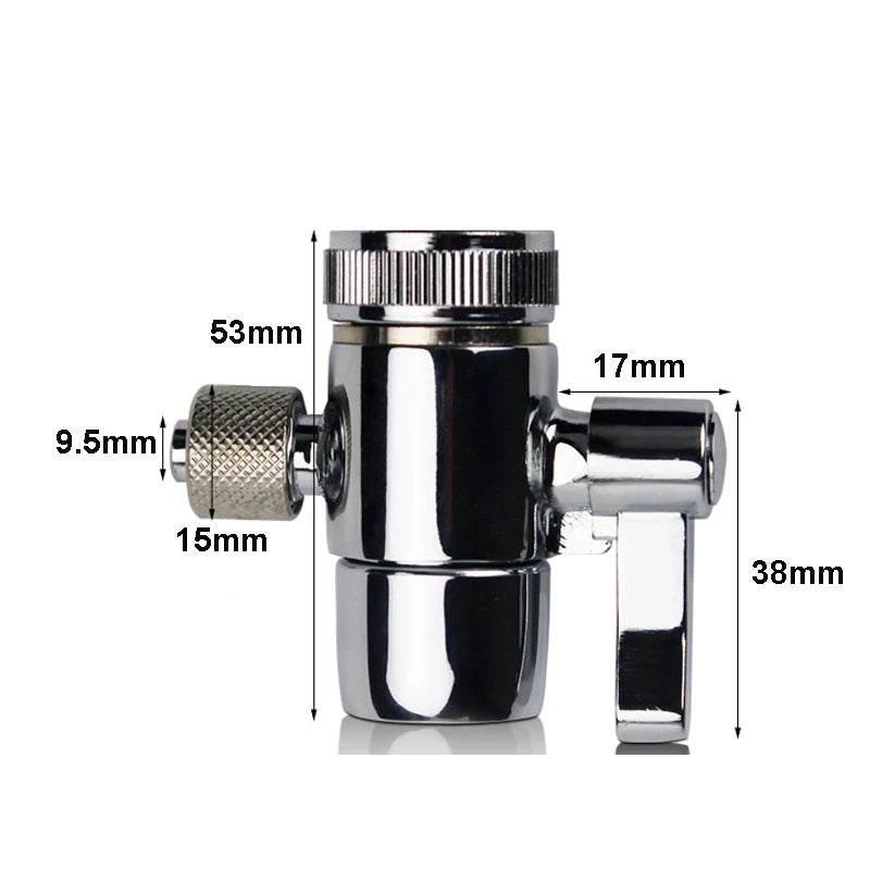 Faucet Adapter Diverter Valve Counter Top Water Filter 3/8 Inch Tube Silver Connector For Ro water Purifier System