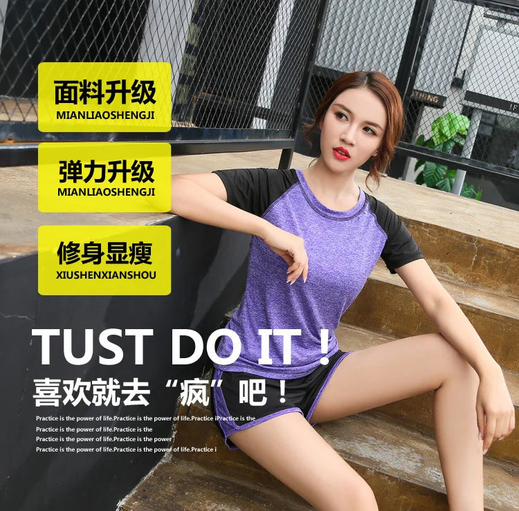 Quick dry women yoga clothing hooded coats+t shirt+bra+shorts+pants sets women autumn outdoor running sportswear gym Suits