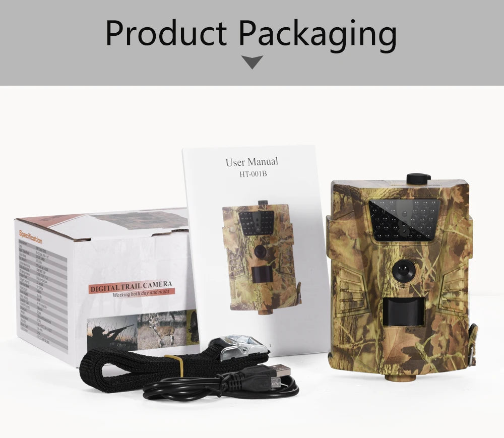 12MP Waterproof Hunting Trail Camera 850NM Night Vision HT001B Wild Surveillance Photo Traps for Wildlife Tracking