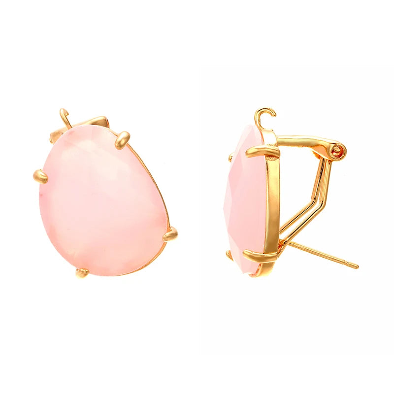 ZHUKOU 16x22mm high quality crystal cobblestone stud earrings for women earrings model:VE66