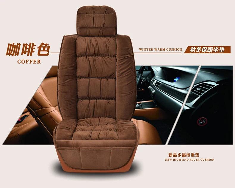 Plush Cotton Car Seat Cover Winter Surrounded Warm Winter Cushion Faux Fur For Seat Protector Mat Car Interior Accessories
