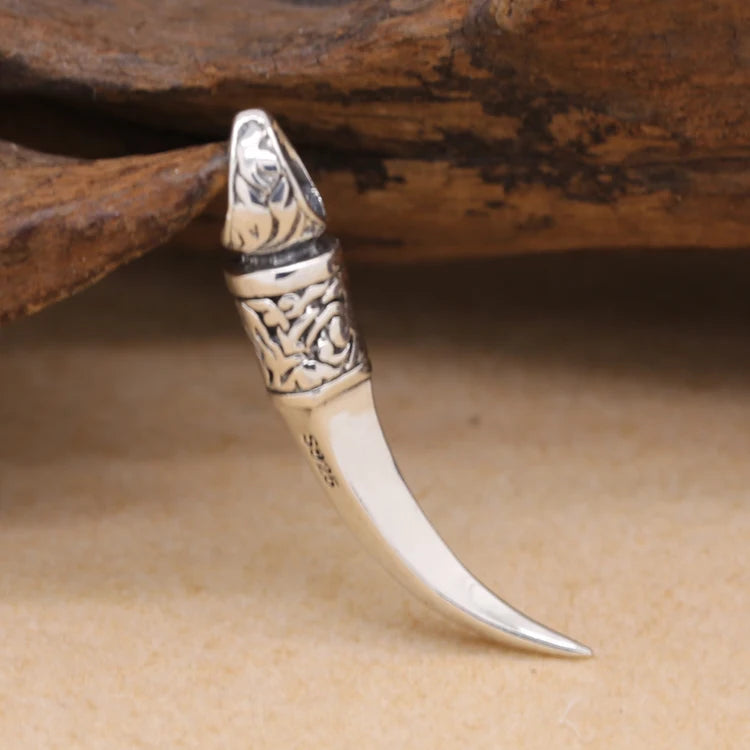 Handmade Vintage 925 silver wolf tooth pendant Real Sterling Silver Tooth Pendant Silver Jewelry Necklace Pendant