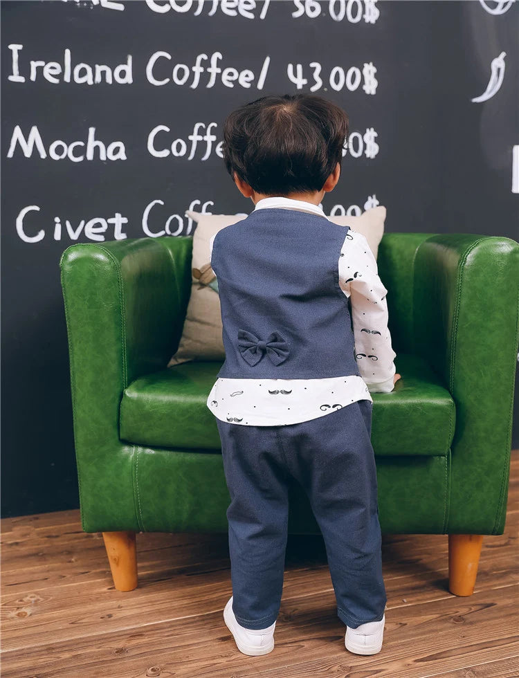 Spring Formal newborn baby boy clothes set outfit 1 year birthday party costume 3pcs suit for babies cloth kid boy clothing sets