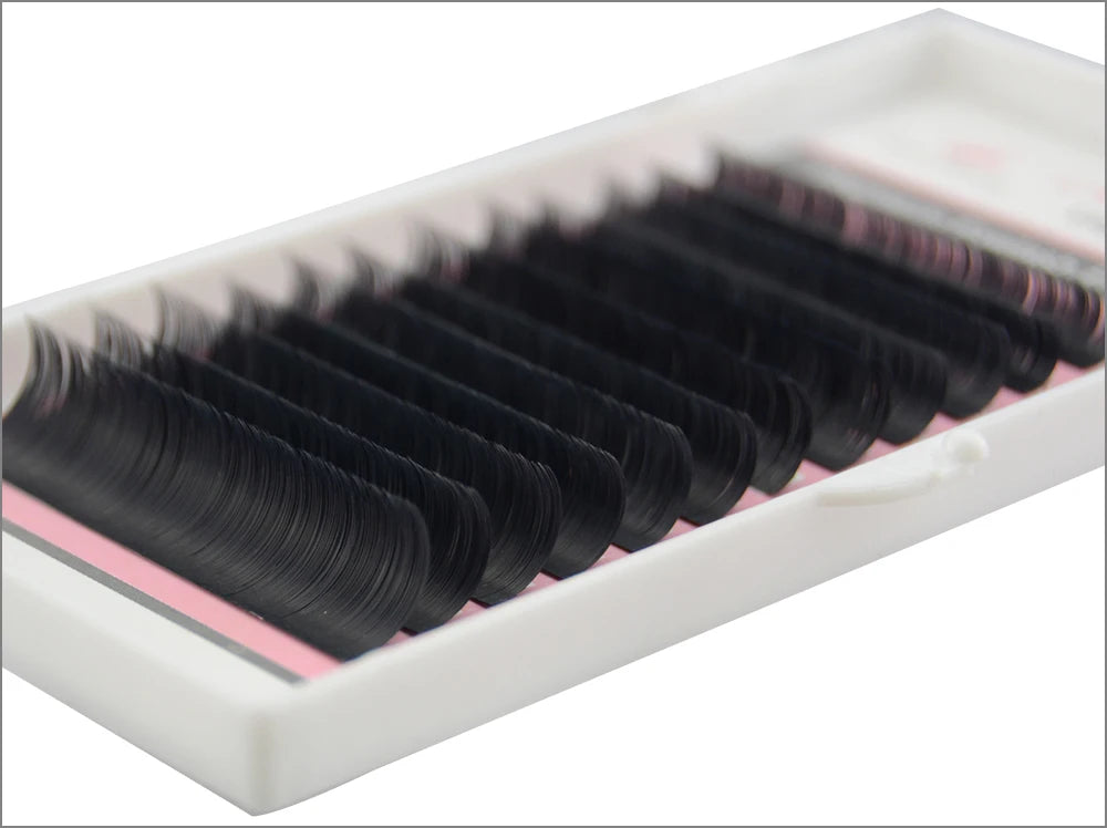 10 trays Qeelasee Flat Ellipse Eyelashes Split Tips Lashes 0.15 0.20 0.25Matte C D CC DD Black Color Super Soft Natural