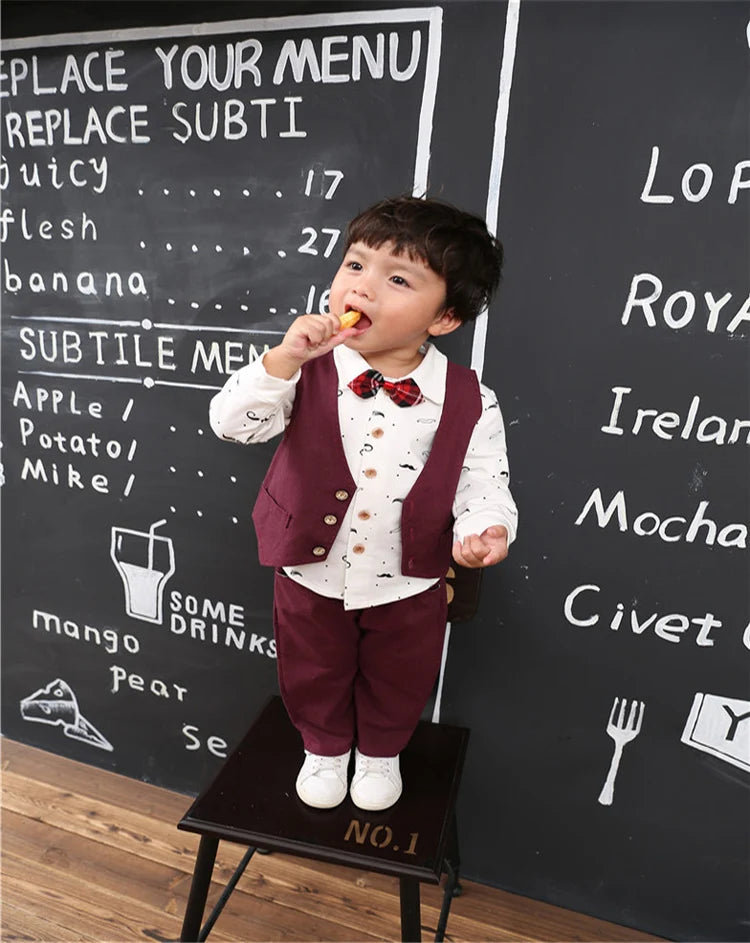 Spring Formal newborn baby boy clothes set outfit 1 year birthday party costume 3pcs suit for babies cloth kid boy clothing sets