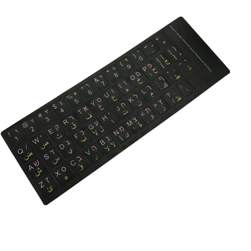 Arabic Hebrew English Keyboard Stickers 3 color Matte Waterproof Layout Letter Alphabet for PC Desktop Laptop Notebook